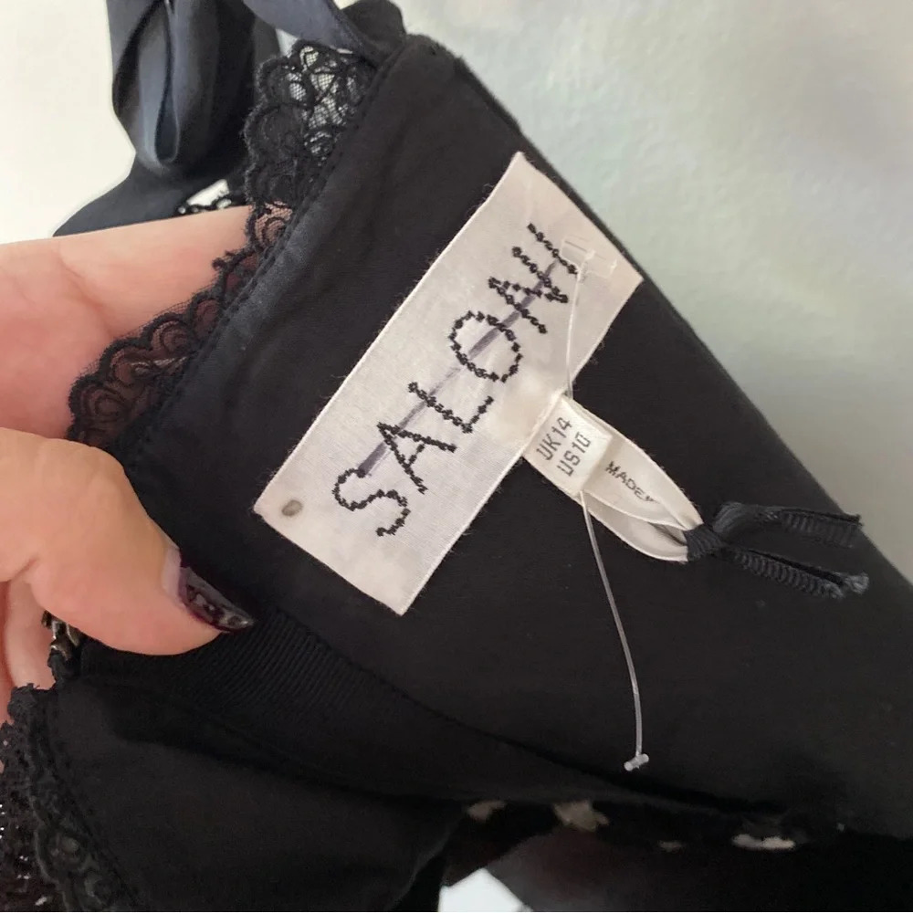 Saloni Jemi Tie Strap Silk Blend Top in Black Size 10 NWOT - Picture 5 of 6